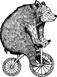 Illustration of bear on a bicycle